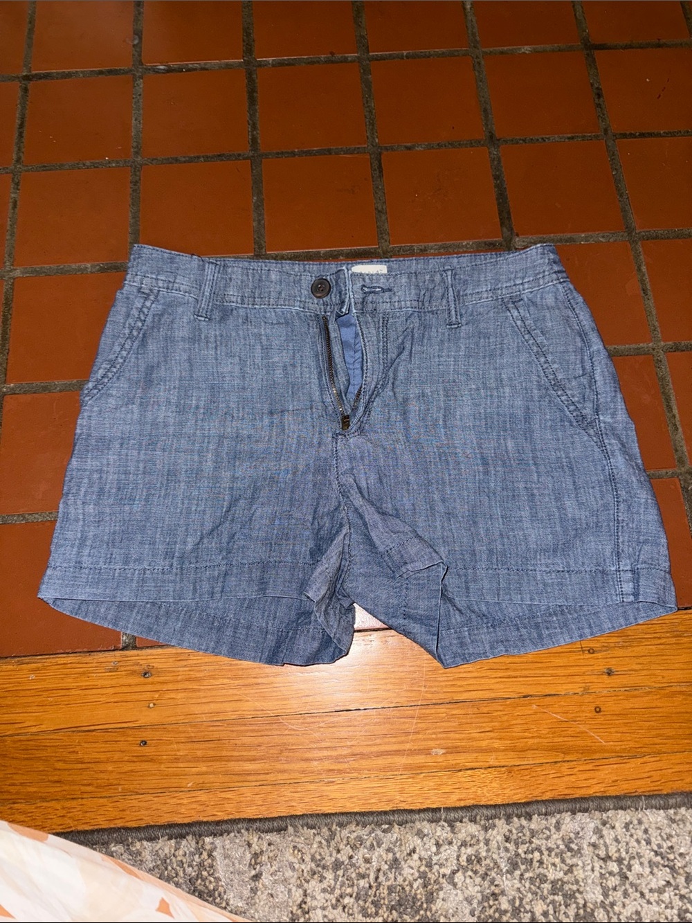 Women’s Blue Casual Linen-Blend Shorts